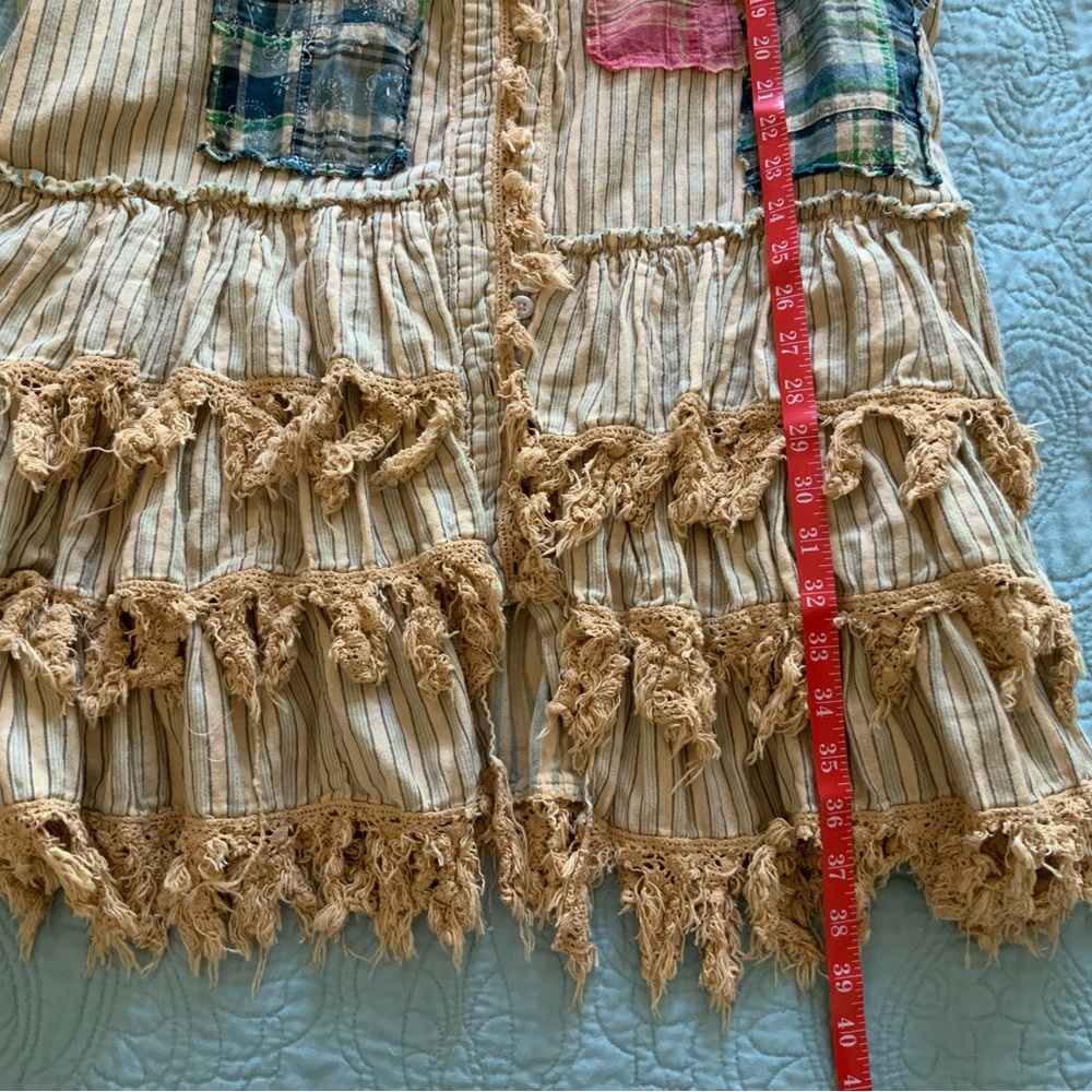 Jaded Gypsy Bohemian Fringe Vest with Patchwork Pockets - Picture 7 of 9
